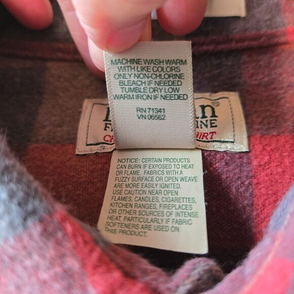 Vintage Retro L.L. Bean Mens Flannel Shirt Barn Chore L Plaid Button Up Long Sle - Picture 5 of 8